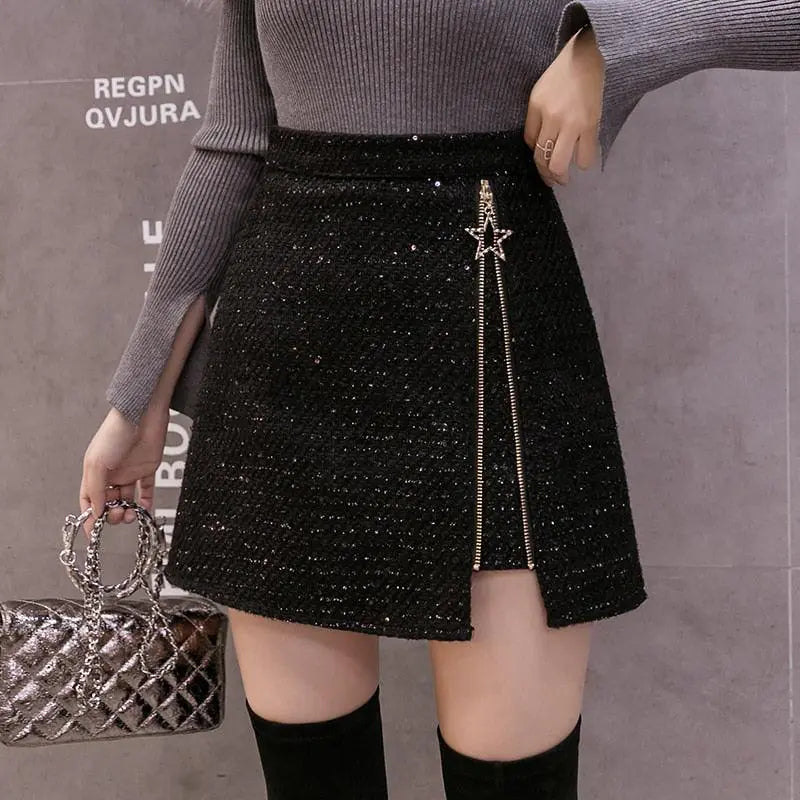 High Waist Skirts Zipper